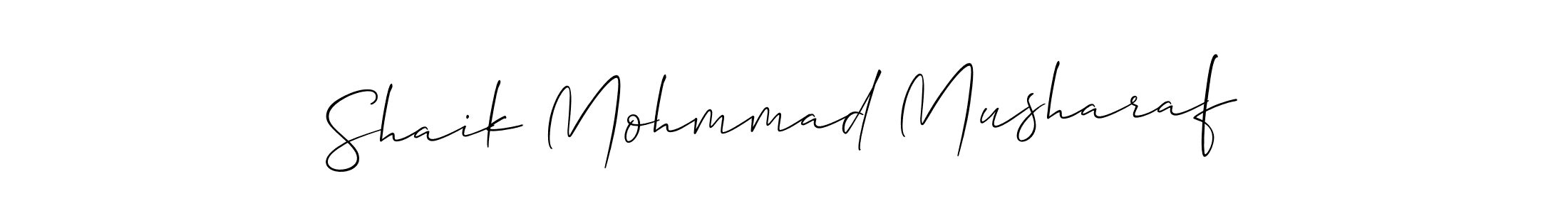 The best way (Allison_Script) to make a short signature is to pick only two or three words in your name. The name Shaik Mohmmad Musharaf include a total of six letters. For converting this name. Shaik Mohmmad Musharaf signature style 2 images and pictures png