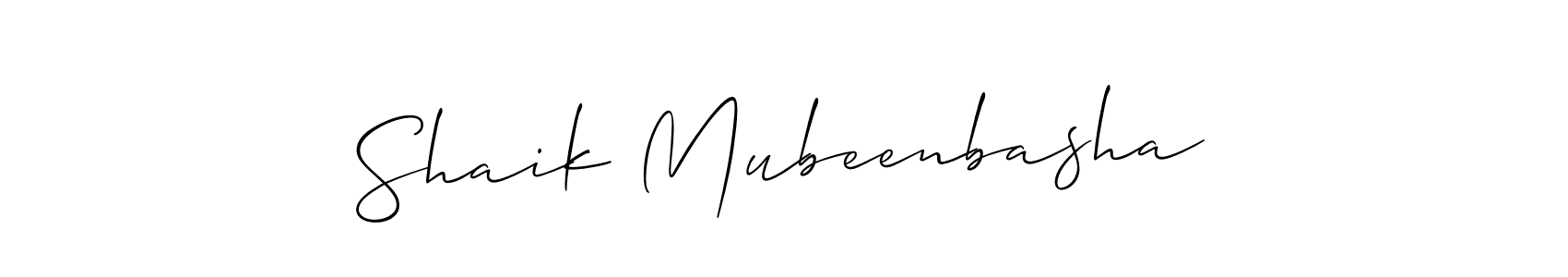 It looks lik you need a new signature style for name Shaik Mubeenbasha. Design unique handwritten (Allison_Script) signature with our free signature maker in just a few clicks. Shaik Mubeenbasha signature style 2 images and pictures png
