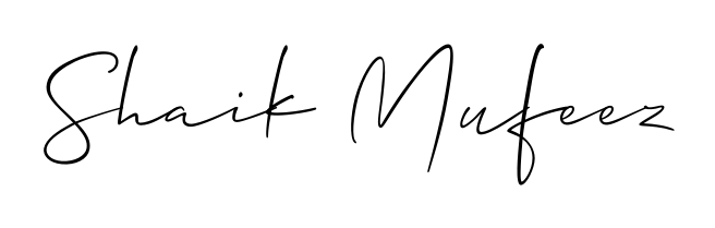 Designed for modern professionals: Shaik Mufeez name signature crafted with Allison_Script script. Ready for digital PDF workflows. Shaik Mufeez signature style 2 images and pictures png