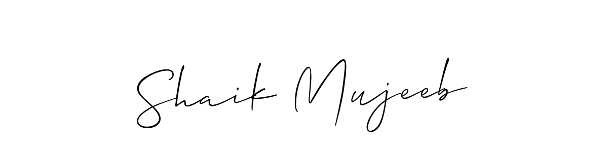 Design your own signature with our free online signature maker. With this signature software, you can create a handwritten (Allison_Script) signature for name Shaik Mujeeb. Shaik Mujeeb signature style 2 images and pictures png