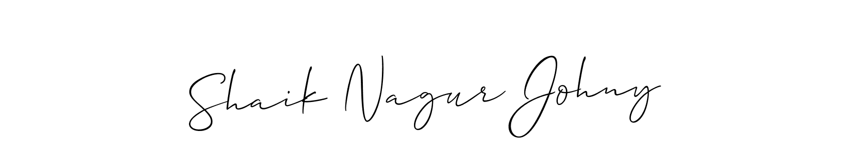 The best way (Allison_Script) to make a short signature is to pick only two or three words in your name. The name Shaik Nagur Johny include a total of six letters. For converting this name. Shaik Nagur Johny signature style 2 images and pictures png