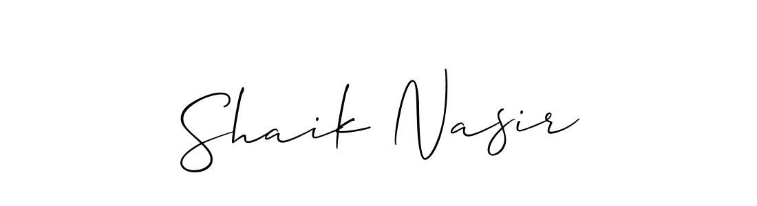 How to make Shaik Nasir signature? Allison_Script is a professional autograph style. Create handwritten signature for Shaik Nasir name. Shaik Nasir signature style 2 images and pictures png