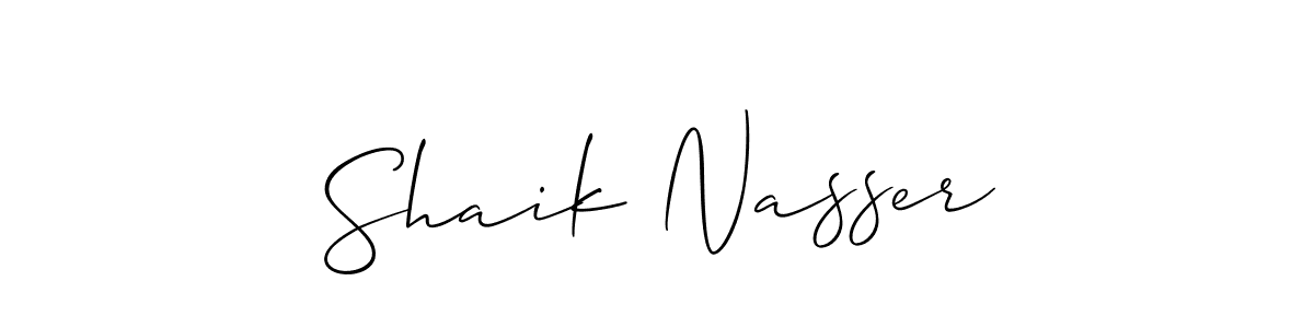 Use a signature maker to create a handwritten signature online. With this signature software, you can design (Allison_Script) your own signature for name Shaik Nasser. Shaik Nasser signature style 2 images and pictures png