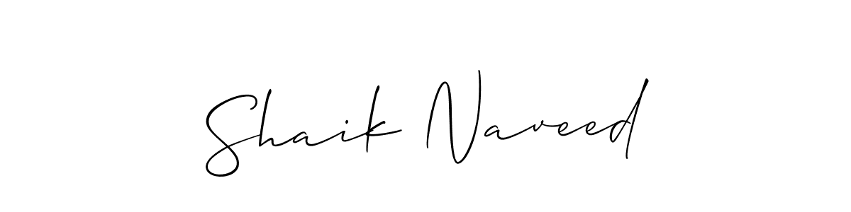 Allison_Script is a professional signature style that is perfect for those who want to add a touch of class to their signature. It is also a great choice for those who want to make their signature more unique. Get Shaik Naveed name to fancy signature for free. Shaik Naveed signature style 2 images and pictures png