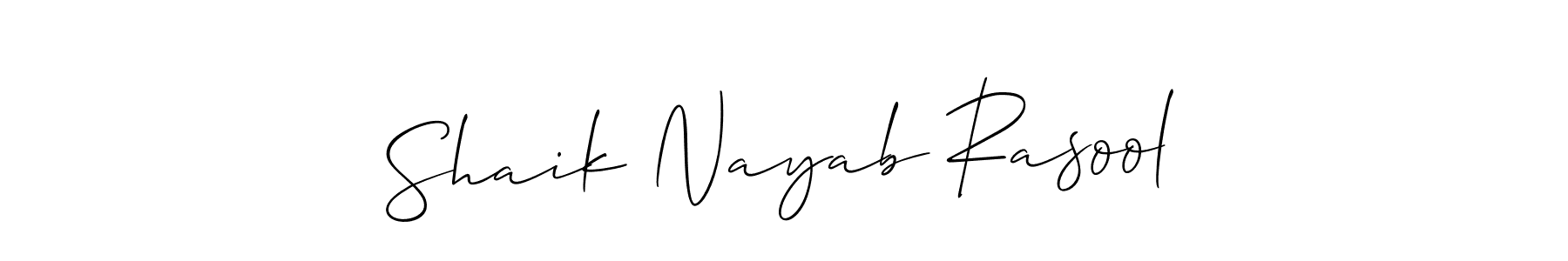 How to make Shaik Nayab Rasool signature? Allison_Script is a professional autograph style. Create handwritten signature for Shaik Nayab Rasool name. Shaik Nayab Rasool signature style 2 images and pictures png