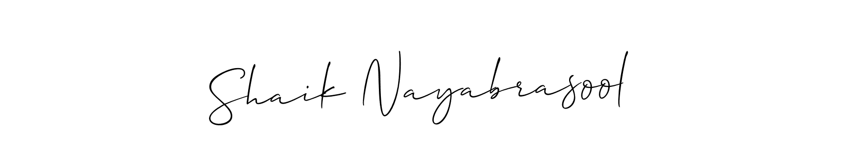 Also we have Shaik Nayabrasool name is the best signature style. Create professional handwritten signature collection using Allison_Script autograph style. Shaik Nayabrasool signature style 2 images and pictures png