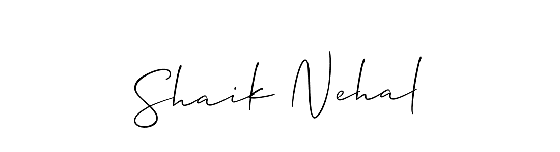 Use a signature maker to create a handwritten signature online. With this signature software, you can design (Allison_Script) your own signature for name Shaik Nehal. Shaik Nehal signature style 2 images and pictures png