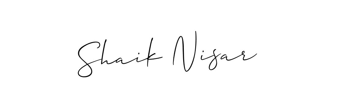 You should practise on your own different ways (Allison_Script) to write your name (Shaik Nisar) in signature. don't let someone else do it for you. Shaik Nisar signature style 2 images and pictures png