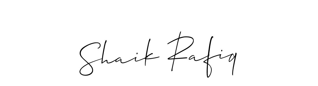 Use a signature maker to create a handwritten signature online. With this signature software, you can design (Allison_Script) your own signature for name Shaik Rafiq. Shaik Rafiq signature style 2 images and pictures png