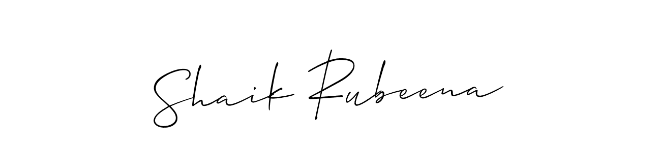 Also we have Shaik Rubeena name is the best signature style. Create professional handwritten signature collection using Allison_Script autograph style. Shaik Rubeena signature style 2 images and pictures png