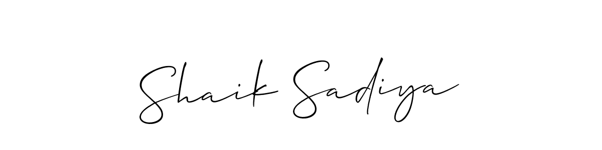 if you are searching for the best signature style for your name Shaik Sadiya. so please give up your signature search. here we have designed multiple signature styles  using Allison_Script. Shaik Sadiya signature style 2 images and pictures png