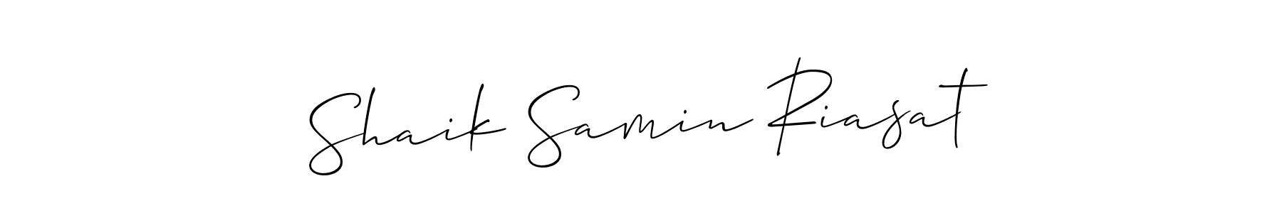Shaik Samin Riasat stylish signature style. Best Handwritten Sign (Allison_Script) for my name. Handwritten Signature Collection Ideas for my name Shaik Samin Riasat. Shaik Samin Riasat signature style 2 images and pictures png