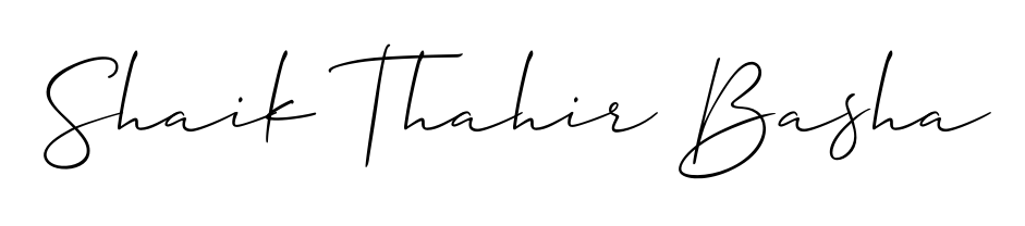 You should practise on your own different ways (Allison_Script) to write your name (Shaik Thahir Basha) in signature. Don't let someone else do it for you. Shaik Thahir Basha signature style 2 images and pictures png
