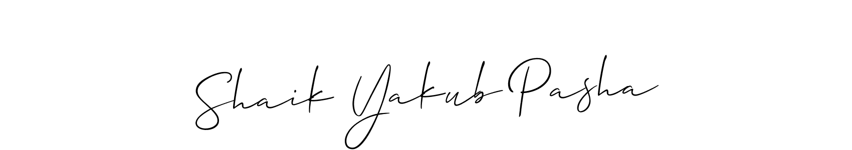 Use a signature maker to create a handwritten signature online. With this signature software, you can design (Allison_Script) your own signature for name Shaik Yakub Pasha. Shaik Yakub Pasha signature style 2 images and pictures png