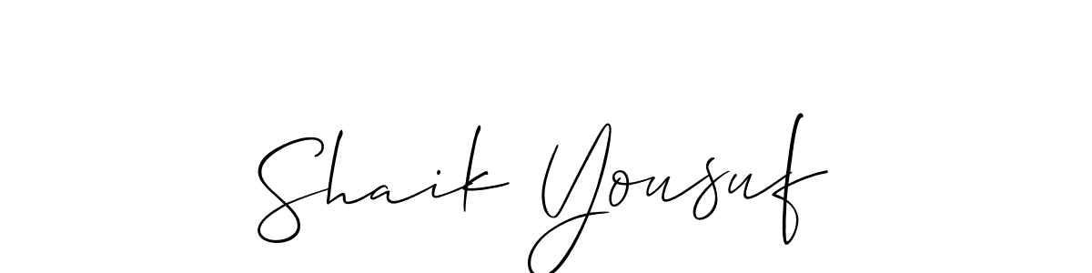 How to make Shaik Yousuf signature? Allison_Script is a professional autograph style. Create handwritten signature for Shaik Yousuf name. Shaik Yousuf signature style 2 images and pictures png