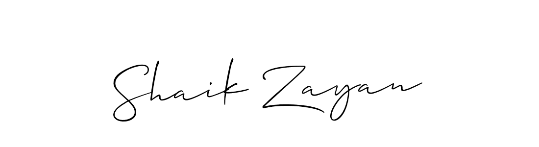 Make a beautiful signature design for name Shaik Zayan. With this signature (Allison_Script) style, you can create a handwritten signature for free. Shaik Zayan signature style 2 images and pictures png