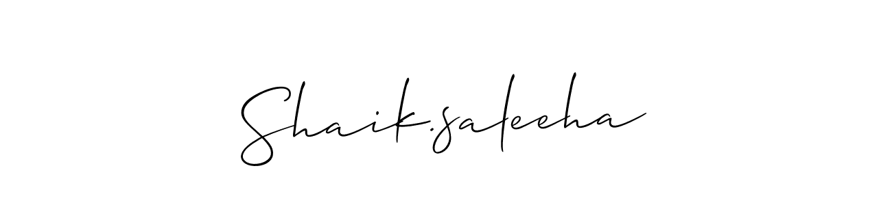 The best way (Allison_Script) to make a short signature is to pick only two or three words in your name. The name Shaik.saleeha include a total of six letters. For converting this name. Shaik.saleeha signature style 2 images and pictures png