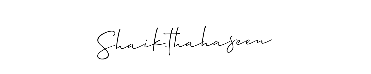 The best way (Allison_Script) to make a short signature is to pick only two or three words in your name. The name Shaik.thahaseen include a total of six letters. For converting this name. Shaik.thahaseen signature style 2 images and pictures png