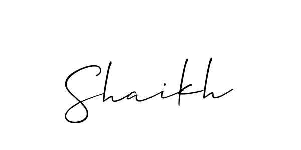 Design your own signature with our free online signature maker. With this signature software, you can create a handwritten (Allison_Script) signature for name Shaikh. Shaikh signature style 2 images and pictures png