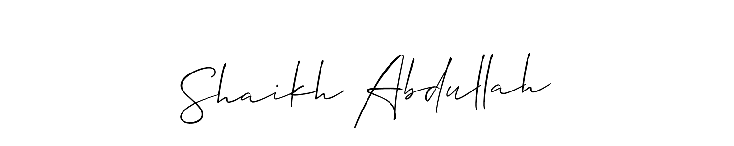if you are searching for the best signature style for your name Shaikh Abdullah. so please give up your signature search. here we have designed multiple signature styles  using Allison_Script. Shaikh Abdullah signature style 2 images and pictures png