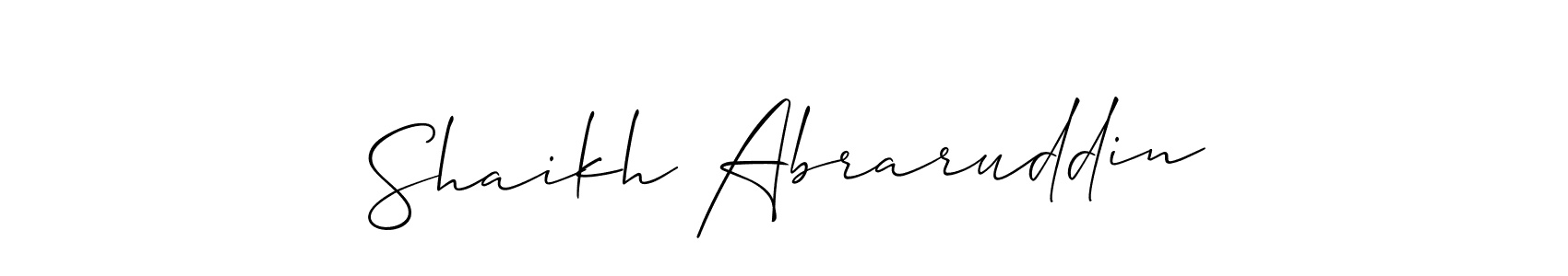 Design your own signature with our free online signature maker. With this signature software, you can create a handwritten (Allison_Script) signature for name Shaikh Abraruddin. Shaikh Abraruddin signature style 2 images and pictures png