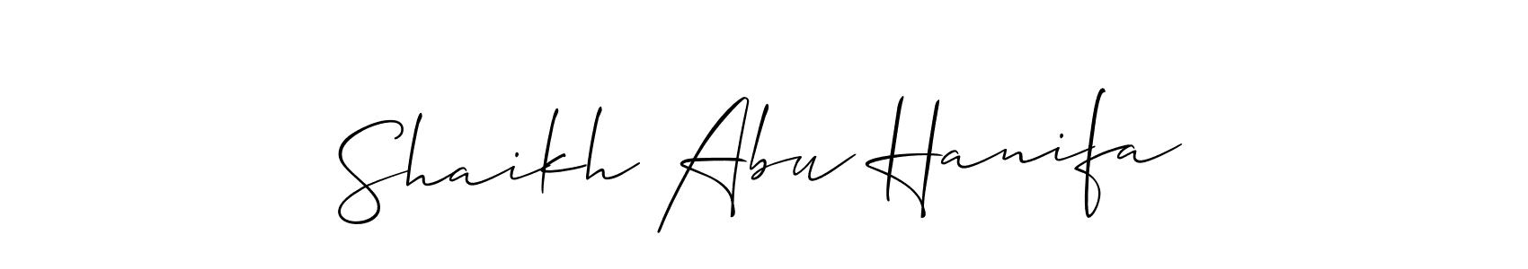 Use a signature maker to create a handwritten signature online. With this signature software, you can design (Allison_Script) your own signature for name Shaikh Abu Hanifa. Shaikh Abu Hanifa signature style 2 images and pictures png