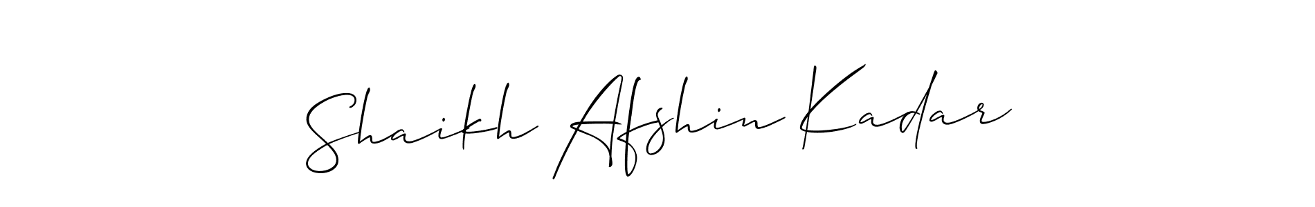 Make a short Shaikh Afshin Kadar signature style. Manage your documents anywhere anytime using Allison_Script. Create and add eSignatures, submit forms, share and send files easily. Shaikh Afshin Kadar signature style 2 images and pictures png
