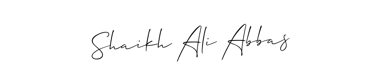 Make a beautiful signature design for name Shaikh Ali Abbas. With this signature (Allison_Script) style, you can create a handwritten signature for free. Shaikh Ali Abbas signature style 2 images and pictures png
