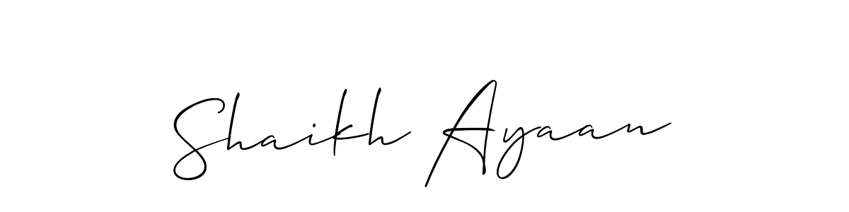 How to make Shaikh Ayaan name signature. Use Allison_Script style for creating short signs online. This is the latest handwritten sign. Shaikh Ayaan signature style 2 images and pictures png
