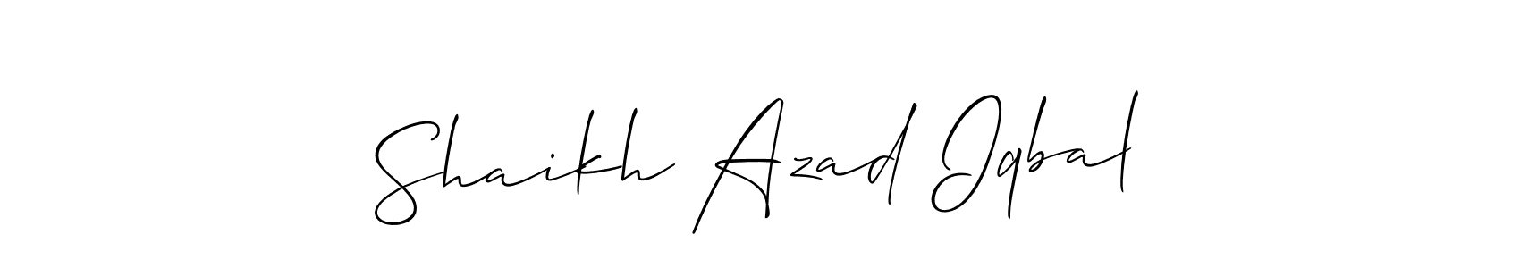 This is the best signature style for the Shaikh Azad Iqbal name. Also you like these signature font (Allison_Script). Mix name signature. Shaikh Azad Iqbal signature style 2 images and pictures png