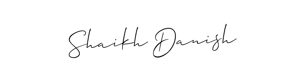 Use a signature maker to create a handwritten signature online. With this signature software, you can design (Allison_Script) your own signature for name Shaikh Danish. Shaikh Danish signature style 2 images and pictures png