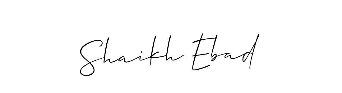 Also You can easily find your signature by using the search form. We will create Shaikh Ebad name handwritten signature images for you free of cost using Allison_Script sign style. Shaikh Ebad signature style 2 images and pictures png
