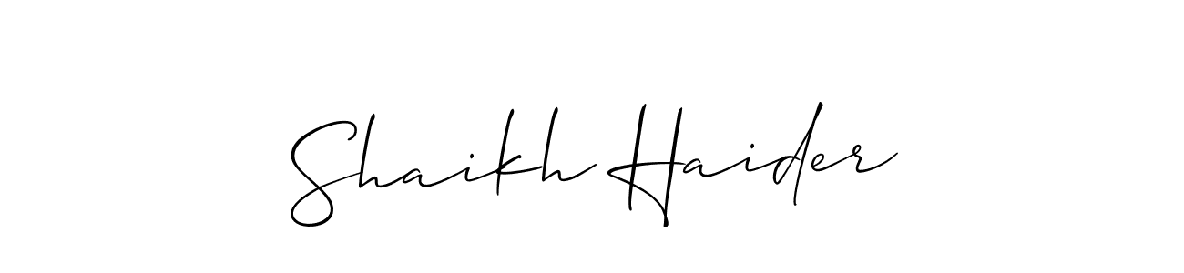 Use a signature maker to create a handwritten signature online. With this signature software, you can design (Allison_Script) your own signature for name Shaikh Haider. Shaikh Haider signature style 2 images and pictures png