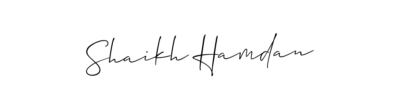 It looks lik you need a new signature style for name Shaikh Hamdan. Design unique handwritten (Allison_Script) signature with our free signature maker in just a few clicks. Shaikh Hamdan signature style 2 images and pictures png