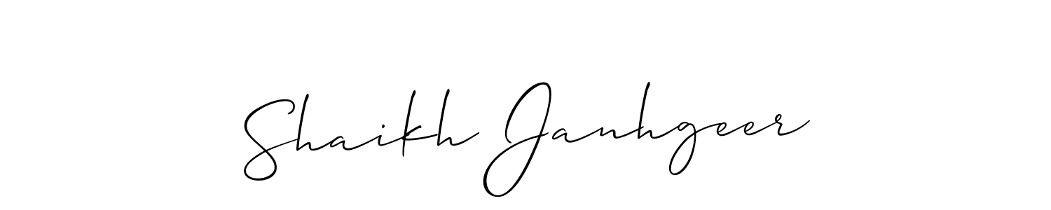 It looks lik you need a new signature style for name Shaikh Janhgeer. Design unique handwritten (Allison_Script) signature with our free signature maker in just a few clicks. Shaikh Janhgeer signature style 2 images and pictures png