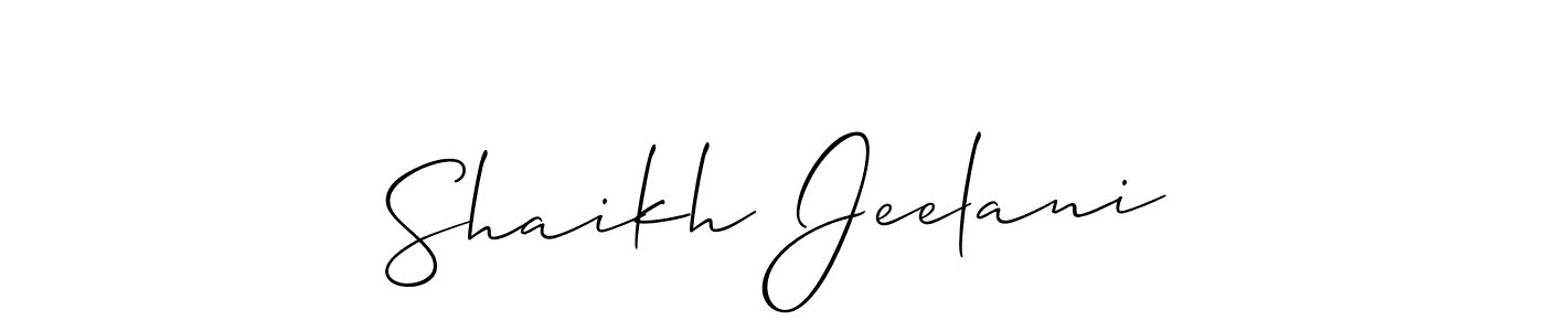 Make a short Shaikh Jeelani signature style. Manage your documents anywhere anytime using Allison_Script. Create and add eSignatures, submit forms, share and send files easily. Shaikh Jeelani signature style 2 images and pictures png