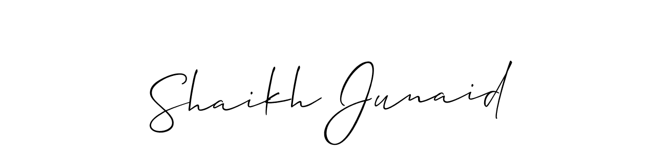 The best way (Allison_Script) to make a short signature is to pick only two or three words in your name. The name Shaikh Junaid include a total of six letters. For converting this name. Shaikh Junaid signature style 2 images and pictures png