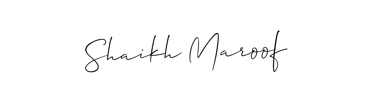 Create a beautiful signature design for name Shaikh Maroof. With this signature (Allison_Script) fonts, you can make a handwritten signature for free. Shaikh Maroof signature style 2 images and pictures png