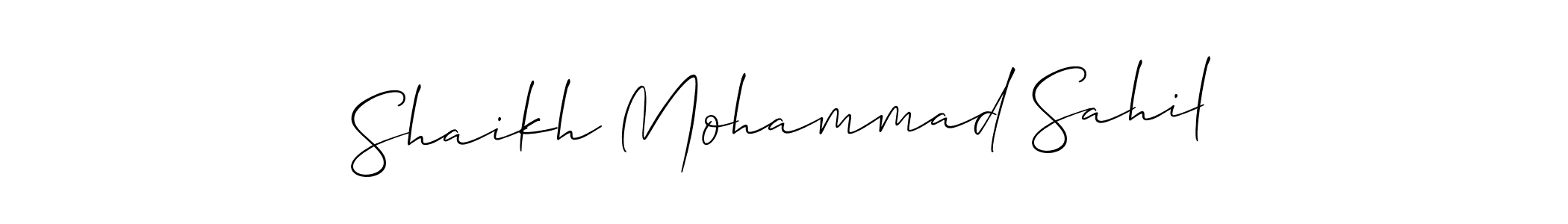 The best way (Allison_Script) to make a short signature is to pick only two or three words in your name. The name Shaikh Mohammad Sahil include a total of six letters. For converting this name. Shaikh Mohammad Sahil signature style 2 images and pictures png