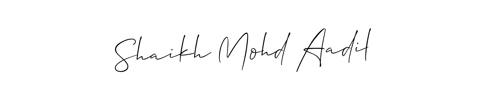 It looks lik you need a new signature style for name Shaikh Mohd Aadil. Design unique handwritten (Allison_Script) signature with our free signature maker in just a few clicks. Shaikh Mohd Aadil signature style 2 images and pictures png