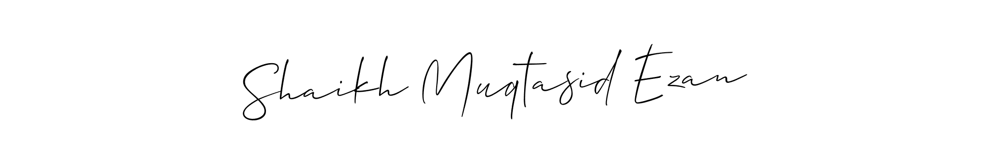 Allison_Script is a professional signature style that is perfect for those who want to add a touch of class to their signature. It is also a great choice for those who want to make their signature more unique. Get Shaikh Muqtasid Ezan name to fancy signature for free. Shaikh Muqtasid Ezan signature style 2 images and pictures png