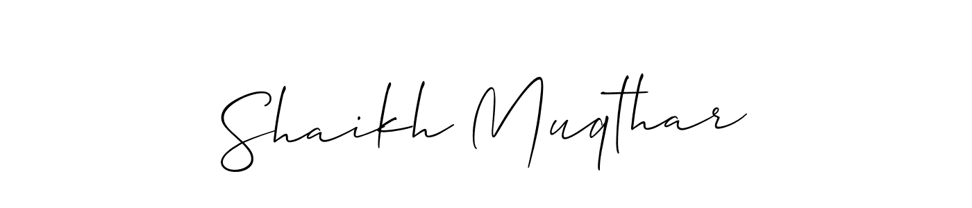 if you are searching for the best signature style for your name Shaikh Muqthar. so please give up your signature search. here we have designed multiple signature styles  using Allison_Script. Shaikh Muqthar signature style 2 images and pictures png