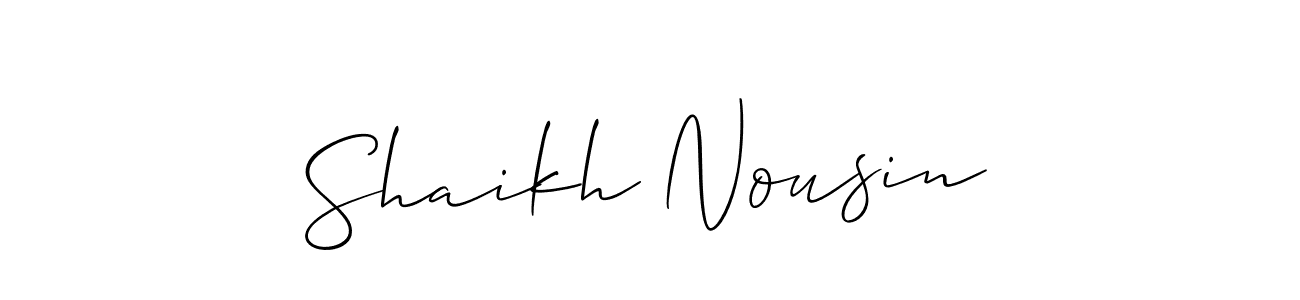 Use a signature maker to create a handwritten signature online. With this signature software, you can design (Allison_Script) your own signature for name Shaikh Nousin. Shaikh Nousin signature style 2 images and pictures png