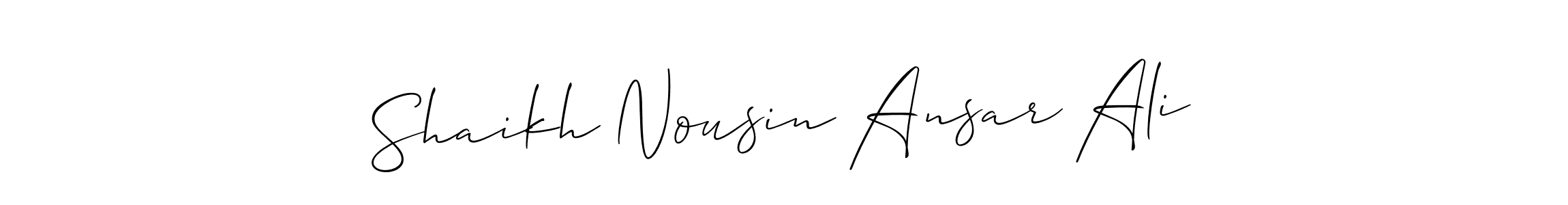Use a signature maker to create a handwritten signature online. With this signature software, you can design (Allison_Script) your own signature for name Shaikh Nousin Ansar Ali. Shaikh Nousin Ansar Ali signature style 2 images and pictures png