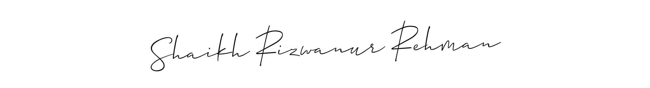 The best way (Allison_Script) to make a short signature is to pick only two or three words in your name. The name Shaikh Rizwanur Rehman include a total of six letters. For converting this name. Shaikh Rizwanur Rehman signature style 2 images and pictures png