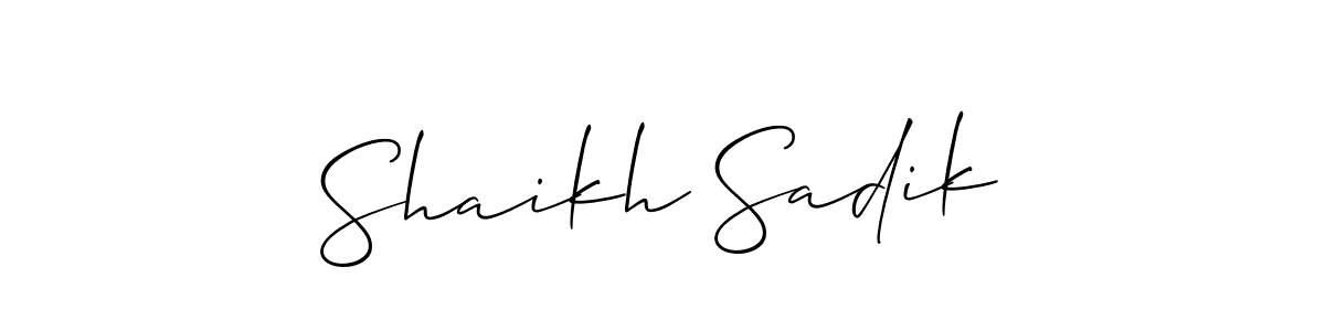 The best way (Allison_Script) to make a short signature is to pick only two or three words in your name. The name Shaikh Sadik include a total of six letters. For converting this name. Shaikh Sadik signature style 2 images and pictures png