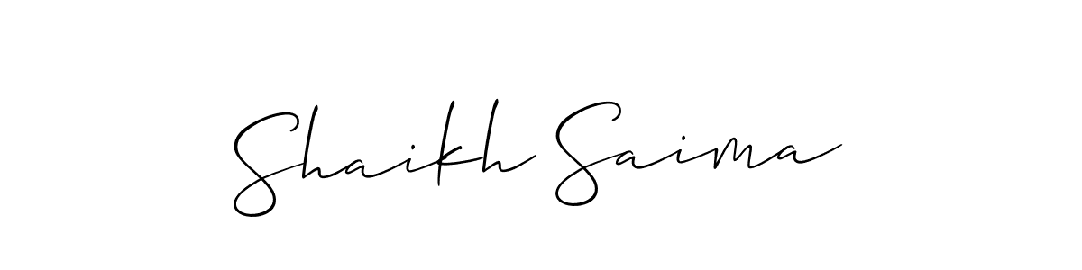 Design your own signature with our free online signature maker. With this signature software, you can create a handwritten (Allison_Script) signature for name Shaikh Saima. Shaikh Saima signature style 2 images and pictures png