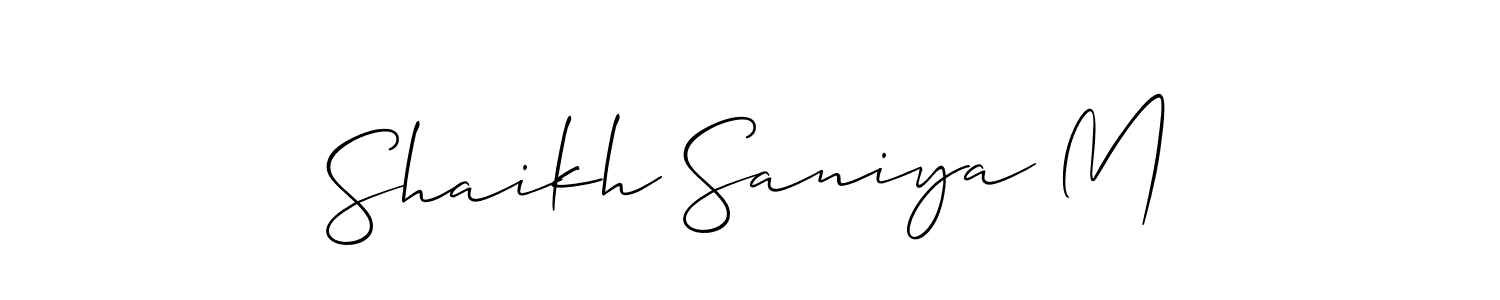 Also You can easily find your signature by using the search form. We will create Shaikh Saniya M name handwritten signature images for you free of cost using Allison_Script sign style. Shaikh Saniya M signature style 2 images and pictures png