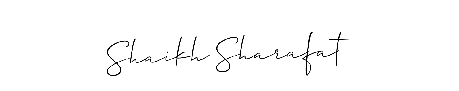 How to make Shaikh Sharafat name signature. Use Allison_Script style for creating short signs online. This is the latest handwritten sign. Shaikh Sharafat signature style 2 images and pictures png