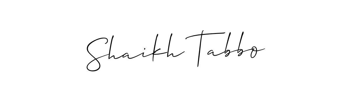 How to make Shaikh Tabbo signature? Allison_Script is a professional autograph style. Create handwritten signature for Shaikh Tabbo name. Shaikh Tabbo signature style 2 images and pictures png